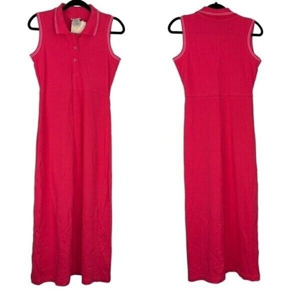 kmart vintage Expressions Pink Maxi Polo Dress Women’s Size Small - Picture 1 of 11